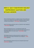  &NewLine;Msn 611 Quiz 4 Exam Review 2026&sol;2027 &NewLine;&ndash; Comprehensive Questions And Detailed Answers &NewLine;  &NewLine;
