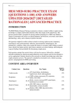 Hesi Med-Surg Practice Exam &NewLine;&lbrack;Questions 1-100&rsqb; And Answers &NewLine;Updated 2026&sol;2027 &vert; Detailed &NewLine;Rationales &vert; Advanced Practice &NewLine;