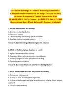 Certified Meetings & Events Planning Specialist&period; &NewLine;Comprehensive Resource To Help You Ace Exams &NewLine;Includes Frequently Tested Questions With &NewLine;ELABORATED 100&percnt; Correct COMPLETE SOLUTIONS  &NewLine;Guaranteed Pass First Attempt&excl;&excl; Current Update&excl;&excl; 