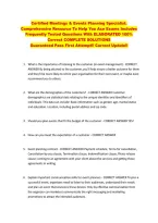 Certified Meetings & Events Planning Specialist&period; &NewLine;Comprehensive Resource To Help You Ace Exams Includes &NewLine;Frequently Tested Questions With ELABORATED 100&percnt; &NewLine;Correct COMPLETE SOLUTIONS  &NewLine;Guaranteed Pass First Attempt&excl;&excl; Current Update&excl;&excl; 