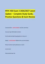 PSYC 450 Exam 3 2026&sol;2027 Latest &NewLine;Update &ndash; Complete Study Guide&comma; &NewLine;Practice Questions & Exam Review &NewLine;