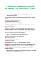 NURS 450 Exam 3 &vert; Questions and Correct Answers plus Rationales &vert; Graded A&plus; &vert; Latest Update 2026-2027 
