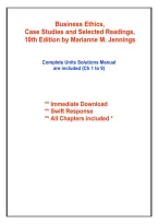 Solutions Manual for Business Ethics&colon; Case Studies and Selected Readings 10th Edition by Marianne M&period; Jennings
