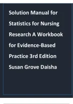 Solution Manual for Statistics for Nursing Research&colon; A Workbook for Evidence-Based Practice 3rd Edition