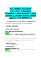 HESI Attempt 2 Nursing Care Interventions&colon; Postoperative Management Exam &mdash; Complete Practice Questions & Detailed Rationales &lpar;Verified Update&excl;&excl;&excl;&excl;&excl; 2026&ndash;2027 Edition&rpar;