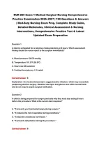 NUR 265 Exam 1 Medical-Surgical Nursing Comprehensive&NewLine;Practice Examination 2026&ndash;2027 &vert; 190 Questions & Answers&NewLine;&vert; Med-Surg Nursing Exam Prep&comma; Complete Study Guide&comma;&NewLine;Detailed Rationales&comma; Clinical Assessment & Nursing&NewLine;Interventions&comma; Comprehensive Practice