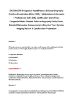 EACVI&sol;AEPC Congenital Heart Disease Echocardiography&NewLine;Practice Examination 2026&ndash;2027 &vert; 190 Questions & Answers&NewLine;&vert; Professional Echo CHD Certification Exam Prep&comma;&NewLine;Congenital Heart Disease Echocardiography Study Guide&comma;&NewLine;Detailed Rationales&comma; Comprehensive Pr