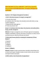 IAEM CEM&sol;AEM Final Exam 2026&sol;2027 &vert; 300 Practice Questions&comma; &NewLine;Correct Answers & Detailed Rationales &vert; Emergency Management &NewLine;Certification 