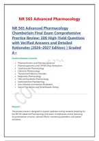 NR 565 Advanced Pharmacology &NewLine;Chamberlain Final Exam Comprehensive &NewLine;Practice Review&colon; 200 High-Yield Questions &NewLine;with Verified Answers and Detailed &NewLine;Rationales &lpar;2026&ndash;2027 Edition&rpar; &vert; Graded &NewLine;A&plus;
