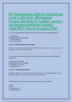 PN Pharmacology 2026 Proctored Exam &NewLine;Level 3 with NGN&colon; 200 Original &NewLine;Practice Questions & Verified  Answers &NewLine;and Detailed Rationales Updated &NewLine;&lpar;2026&sol;2027&rpar; &vert; Instant Download PDF 