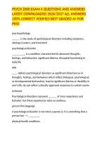 Psych 2000 Exam 4 Questions And Answers Latest Downloaded 2026&sol;2027 All Answers 100&percnt; Correct Verified Best Graded A&plus; For Pass
