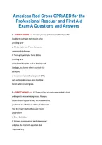 American Red Cross CPR&sol;AED for the &NewLine;Professional Rescuer and First Aid &NewLine;Exam A Questions and Answers