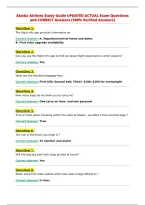Alaska Airlines Study Guide Questions and Answers with Verified Solutions &vert; Latest Update 2026