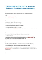 FIRST AID PRACTICE TEST &num;1 American &NewLine;Red Cross Test Questions and Answers 