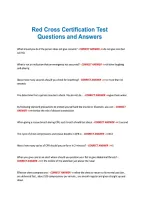 Red Cross Certification Test &NewLine;Questions and Answers 