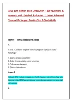 ATLS 11th Edition Exam 2026&sol;2027 &ndash; 200 Practice Q&A with Detailed Rationales &vert; Advanced Trauma Life Support Study Guide