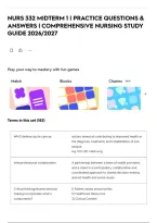 Nurs 332 Midterm 1 &vert; Practice Questions & Answers &vert; Comprehensive Nursing Study Guide 2026&sol;2027
