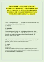 Toefl Advanced Personal Qualities Vocabulary Set 8 Latest Updated Real 2026-2027 Final Exam With Complete Detailed Questions And Correct Verified Answers Plus Rationales Already A&plus; Graded