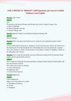 AMCA PHYSICAL THERAPY AIDE &lpar;1&rpar; Exam &vert; Questions and Answers&NewLine;with Verified Solutions &vert; Latest Update 2026