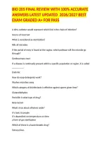 Bio 205 Final Review With 100&percnt; Accurate Answers Latest Updated  2026&sol;2027 Best Exam Graded A&plus; For Pass