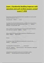 Exam 1 Residential Building Inspector with&NewLine;questions and well verified answers actual&NewLine;exam&excl;&excl;&excl; 2026