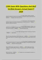 CHW Exam With Questions And Well&NewLine;Verified Answers Actual Exam&excl;&excl;&excl;&NewLine;2026