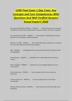 CHW Final Exam 1-Day Cram&colon; Key&NewLine;Concepts and Core Competencies With&NewLine;Questions And Well Verified Answers&NewLine;Actual Exam&excl;&excl;&excl; 2026