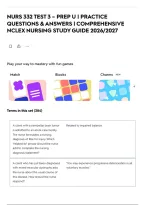 Nurs 332 Test 3 &ndash; Prep U &vert; Practice Questions & Answers &vert; Comprehensive Nclex Nursing Study Guide 2026&sol;2027