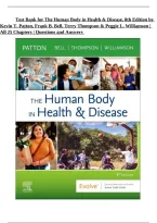 Test Bank for The Human Body in Health and Disease&comma; 8th Edition by Kevin T&period; Patton&comma; Frank B&period; Bell&comma; Terry Thompson and Peggie L&period; Williamson 9780323734141 &vert; All 25 Chapters &vert; Questions and Answers