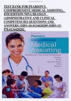 Pearson&rsquo;s Comprehensive Medical Assisting 4th Edition &ndash; Nina Beaman &ndash; Administrative and Clinical Competencies &ndash; Test Bank and Exam Preparation