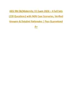 HESI RN OB&sol;Maternity V1 Exam 2026 &ndash; 4 Full Sets &NewLine;&lpar;220 Questions&rpar; with NGN Case Scenarios&comma; Verified &NewLine;Answers & Detailed Rationales &vert; Pass Guaranteed &NewLine;A&plus; 