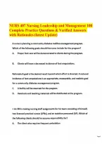 NURS 407 Nursing Leadership and Management 100 Complete Practice Questions & Verified Answers with Rationales &lpar;latest Update&rpar;&period;pdf&NewLine;&NewLine;