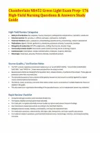 Chamberlain NR452 Green Light Exam Prep- 176 High-Yield Nursing Questions & Answers Study Guide&period;pdf&NewLine;&NewLine;