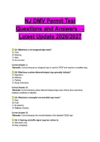NJ DMV Permit Test Actual Exam 2026&sol;2027 Complete Exam-Style Questions with Detailed Rationales &vert; 100&percnt; Verified &vert; Pass Guaranteed &ndash; A&plus; Graded