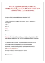 Arkansas Jurisprudence Counseling &NewLine;Licensure Exam Questions With Solutions And &NewLine;Explanations&vert; Guaranteed Pass 