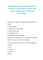 BDA Radiography & Radiology Exam Prep Bundle 2026 &vert; 80&plus; Practice Questions & Answers &vert; Detailed Rationales &vert; Comprehensive Radiography Study Guide