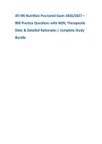 ATI RN Nutrition Proctored Exam 2026&sol;2027 &ndash; &NewLine;800 Practice Questions with NGN&comma; Therapeutic &NewLine;Diets & Detailed Rationales &vert; Complete Study &NewLine;Bundle 