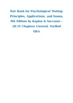 Test Bank for Psychological Testing&colon; Principles&comma; Applications&comma; and Issues&comma; 9th Edition by Kaplan & Saccuzzo &ndash; All 21 Chapters Covered&comma; Verified Q&A