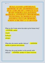 Human Anatomy & Physiology&colon; Chemistry of Life and Biomolecules Study Guide 2026-2027 &vert; Complete Exam Review with Practice Questions&comma; Diagrams & Answer Keys &vert; Biochemistry Foundations&comma; Macromolecules&comma; Enzymes & Cellular Chemistry &vert; Nursing & Pre-Med &vert; A&plus; G