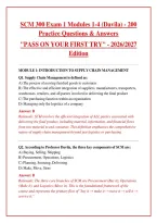 SCM 300 Exam 1 Modules 1-4 &lpar;Davila&rpar; - 200 Practice Questions & Answers&NewLine;"PASS ON YOUR FIRST TRY" - 2026&sol;2027&NewLine;Edition&NewLine;