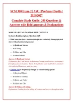 SCM 300 Exam 2 &vert; ASU &vert; Professor Davila &vert; 2026&sol;2027&NewLine;Complete Study Guide&colon; 200 Questions & Answers with Bold Answers & Explanations&NewLine;