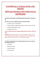 SCM 300 Exam 2 - Professor Davila &lpar;ASU&rpar; 2026&sol;2027&NewLine;200 Practice Questions with Verified Answers and Rationales&NewLine;