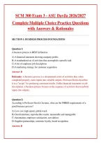 SCM 300 Exam 3 - ASU Davila 2026&sol;2027&NewLine;Complete Multiple Choice Practice Questions with Answers & Rationales&NewLine;