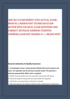 Amt Mlt Exam Newest 2026 Actual Exam&vert; &NewLine;Medical Laboratory Technician Exam &NewLine;Review With 200 Real Exam Questions And &NewLine;Correct Detailed Answers &lpar;Verified &NewLine;Answers&rpar; Already Graded A&plus;&vert;&vert; Brand New&excl;&excl;
