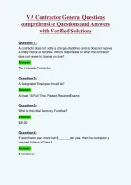 VA Contractor General Questions&NewLine;comprehensive Questions and Answers&NewLine;with Verified Solutions