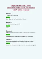 Virginia Contractor License&NewLine;comprehensive Questions and Answers&NewLine;with Verified Solutions