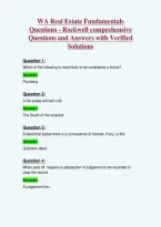 WA Real Estate Fundamentals&NewLine;Questions - Rockwell comprehensive&NewLine;Questions and Answers with Verified&NewLine;Solutions