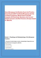 Nams Menopause Certification Exam And Practice &NewLine;Exam Newest 2026 Test Bank&vert; Menopause Society &NewLine;Certified Practitioner &lpar;Mscp&rpar; Exam Prep With &NewLine;Complete 300 Real Exam Questions And Correct &NewLine;Detailed Answers &lpar;Verified Answers&rpar; Already Graded &NewLine;A&plus; &lpar;Most Re
