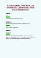 WA Surplus Lines Broker Exam Prep&NewLine;comprehensive Questions and Answers&NewLine;with Verified Solutions