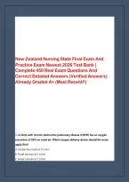 New Zealand Nursing State Final Exam And &NewLine;Practice Exam Newest 2026 Test Bank &vert; &NewLine;Complete 450 Real Exam Questions And &NewLine;Correct Detailed Answers &lpar;Verified Answers&rpar; &NewLine;Already Graded A&plus; &lpar;Most Recent&excl;&excl;&rpar;
